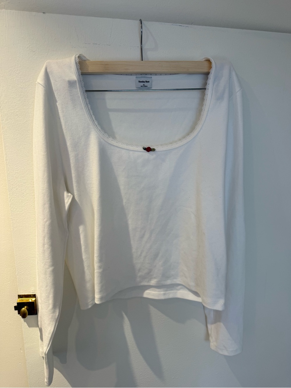 Sunday Best White Long-Sleeve Scoop Neck Top